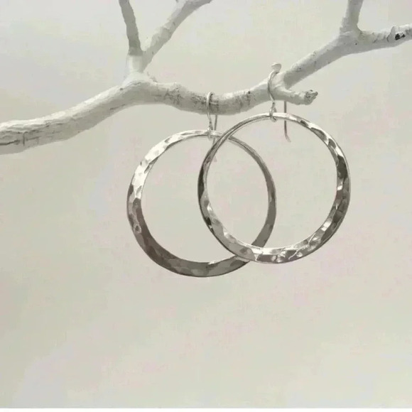 Jewelry Studio Wellfleet Large Eclipse Forged Earrings Sterling Silver - Picture 1 of 8